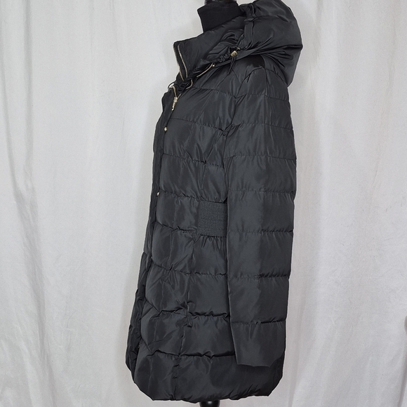 Cole Haan Black Signature Hooded Taffeta Down Coat - Size L - Picture 4 of 16